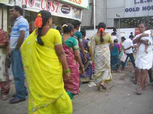 Street scene with shoppers