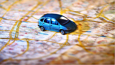 Image of a car on a map