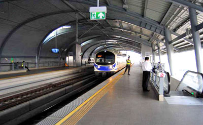 Image of a train arriving at a station